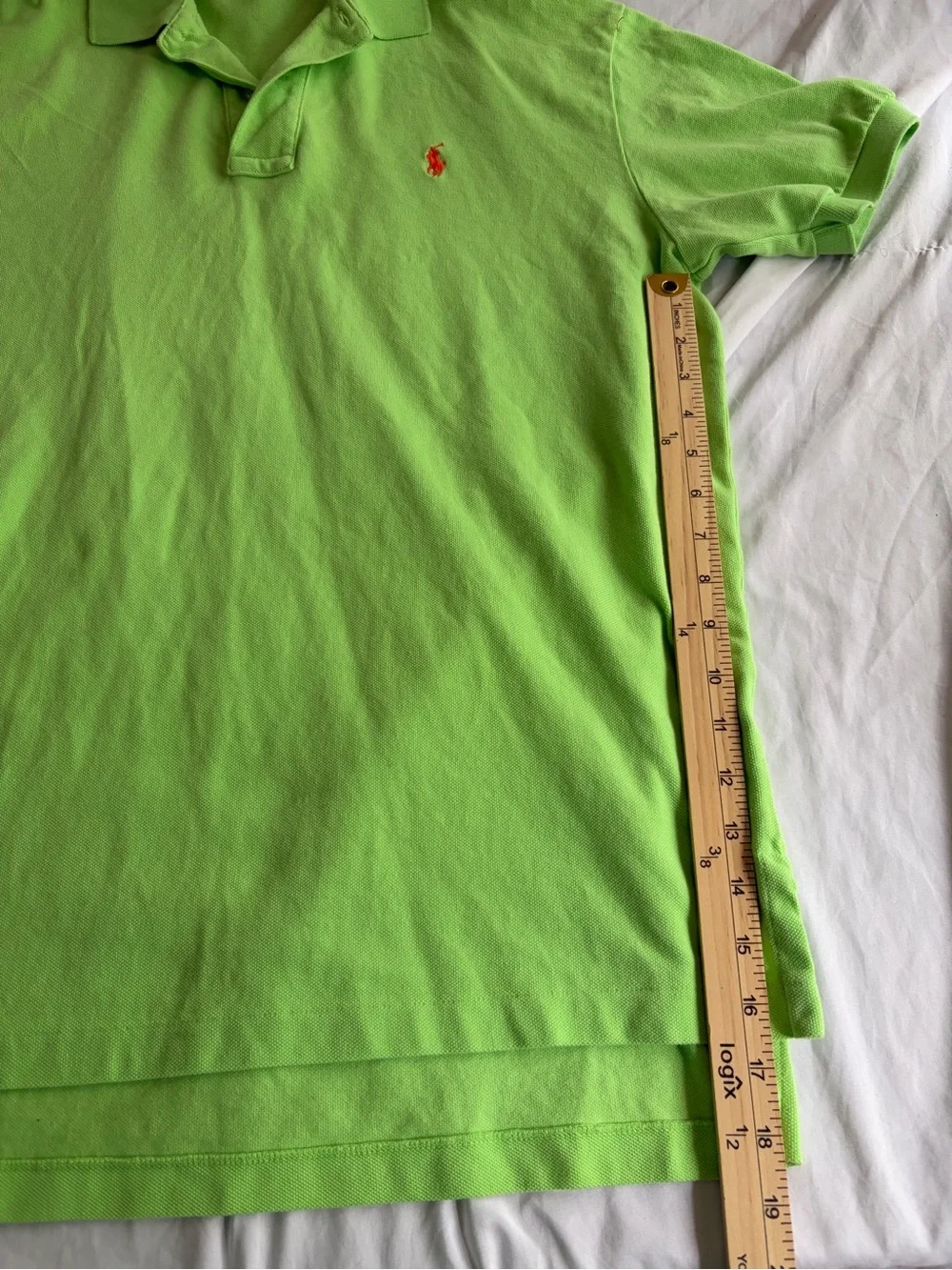 Ralph Lauren Neon Green Polo with Orange Pony Logo Short Sleeve Size Large
